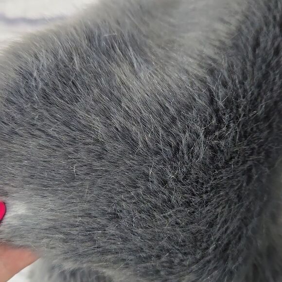 Six Crisp Days XS/S Gray Faux Fur Vest Anthropologie Shaggy Teddy Jacket Retro - Picture 4 of 9